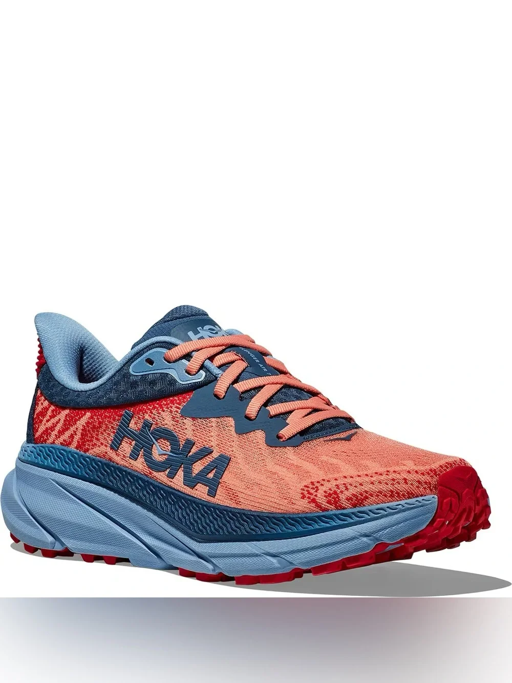HOKA Women's Challenger ATR 7 sneakers feature a vibrant papaya orange mesh